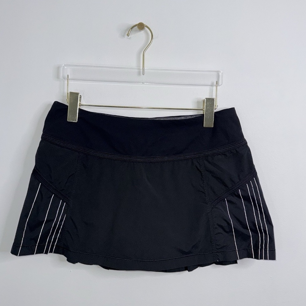 Lululemon Black Pleated Back Skort Shorts Skirt Sz 8 Tennis Pickleball Preppy